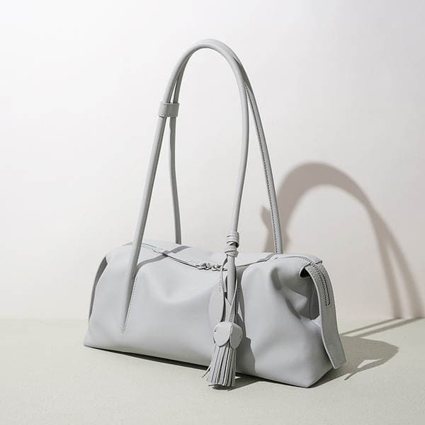Spring/Summer New Boston Pillow Bag Top Grain Cowhide Handbag Underarm Bag For Women Casual Large Capacity Shoulder Bag