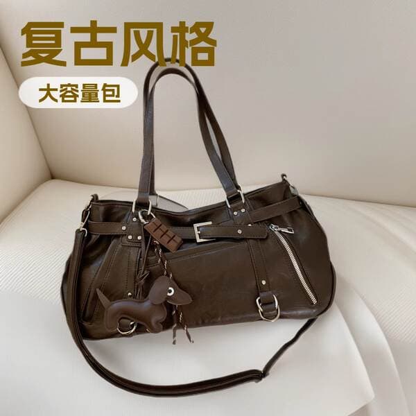 Sweet & Cool Spicy Girl Style Motorcycle Underarm Bag, Niche Design Streetwear Large Capacity Commuter Crossbody Bag For Women