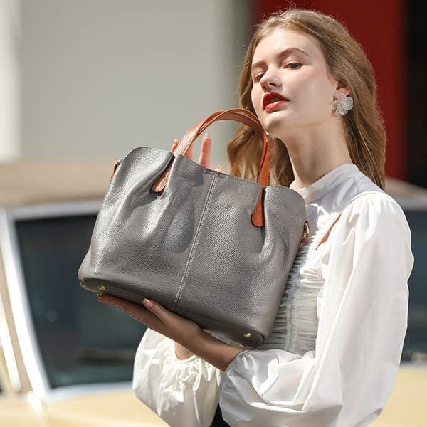 Top Grain Cowhide Niche Design Tote Bag Luxury Genuine Leather Versatile Work Commuter Handbag For Women