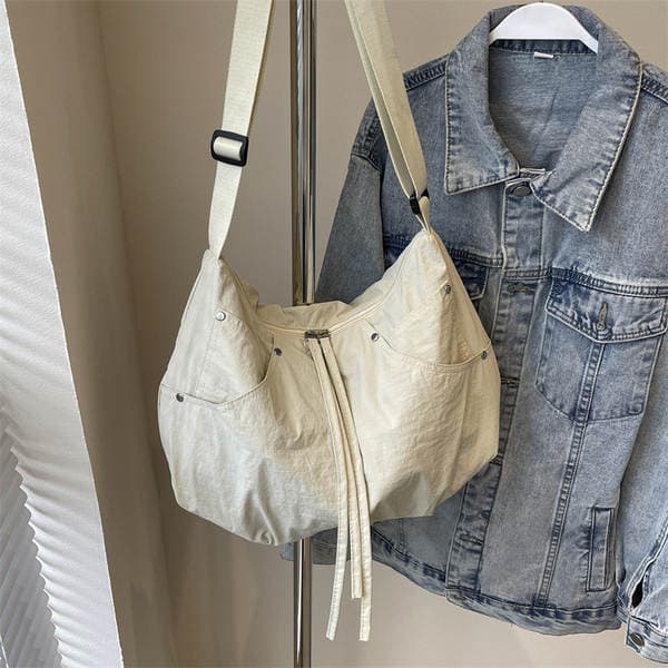 Casual Dumpling Bag Textured Crossbody Pleated Versatile Large Capacity Shoulder Bag For Women 2024 New Arrival For School And Commuting