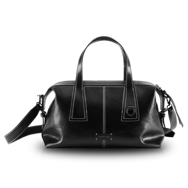 INJOYLIFE Square-Edge Boston Bag - Versatile Large Capacity Cowhide Shoulder, Crossbody, and Handbag for Travel and Commuting