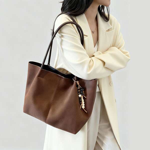 Cross-Border New Retro Suede Shoulder Bag For Women, High-End Large Capacity Tote Bag For Work And Commuting