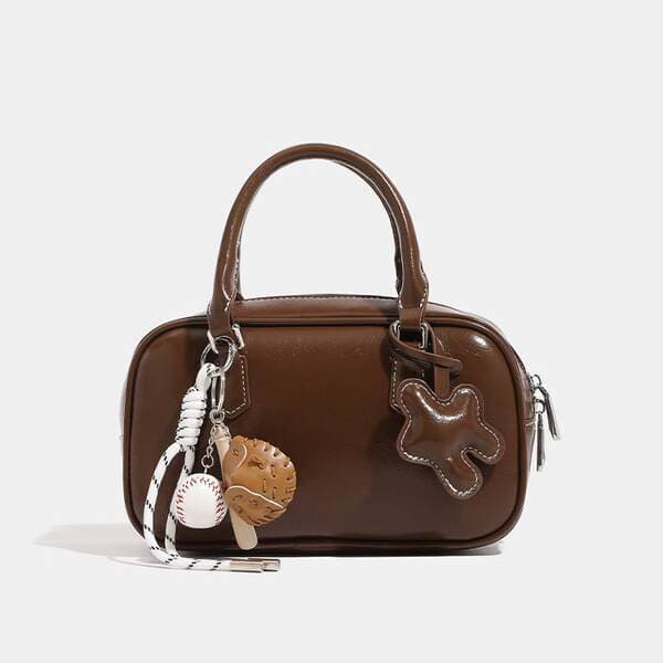 Minimalist Niche Design Bowling Bag For Women, Fashionable Autumn/Winter New Retro Handbag, Single Shoulder Crossbody Boston Bag