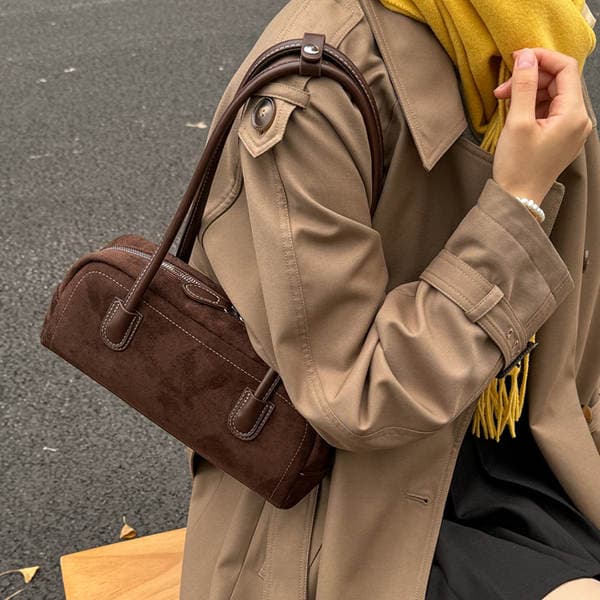 Autumn/Winter Retro Suede Baguette Bag For Women 2025 New Matte Shoulder Underarm Bag Fashion Handbag