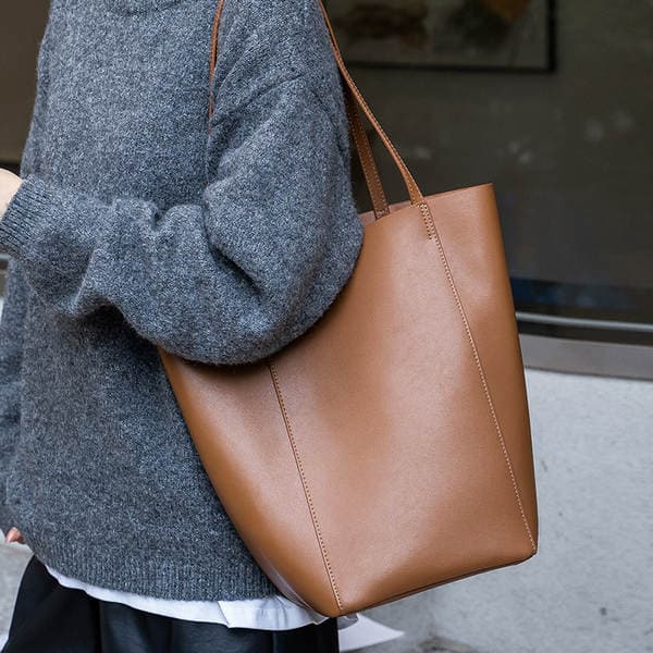 New Arrival Niche Genuine Leather Tote Bag - Premium Cowhide Versatile Large Capacity Shoulder Bag For Women