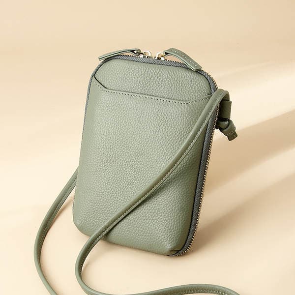 New Niche Design Women's Shoulder Bag, Trendy Minimalist Genuine Leather Mobile Phone Bag, Mini Crossbody Bag