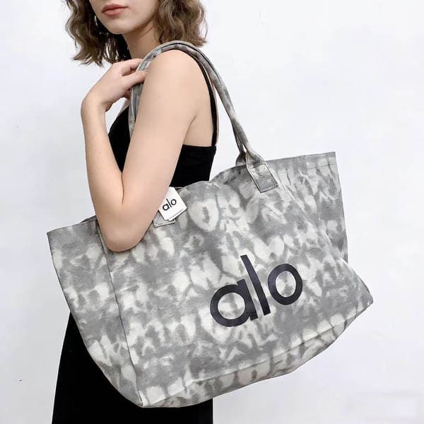 Alo Large Capacity Fitness Yoga Tote Bag For Women Casual Commute Mommy Pure Cotton Canvas Bag