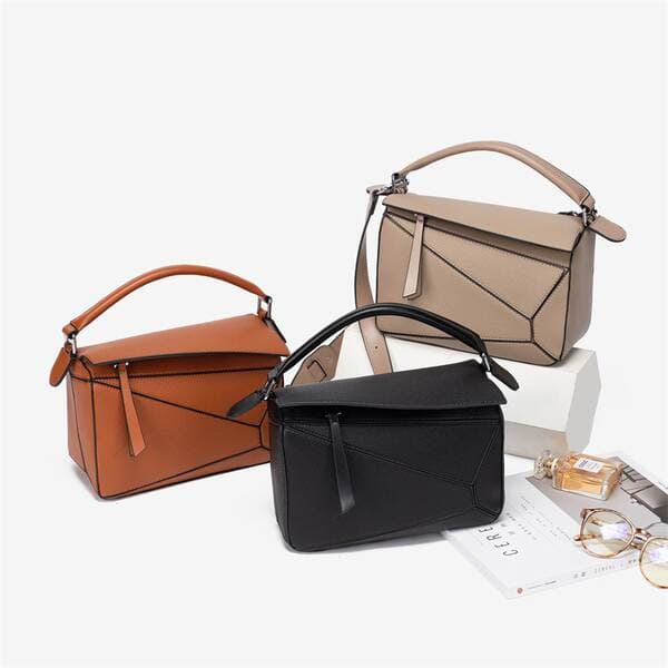 Simple New Style PU Leather Geometric Handbag Crossbody Bag for Women Versatile Lightweight Large Capacity Doctor Bag