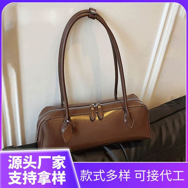 French Minimalist Baguette Bag for Women - Elegant Versatile Shoulder Bag, PU Leather Fashion Retro Underarm Bag