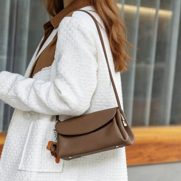 Women's Genuine Cowhide Small Square Shoulder Bag, Minimalist Phone Bag, Fashionable Versatile Luxury Crossbody Bag