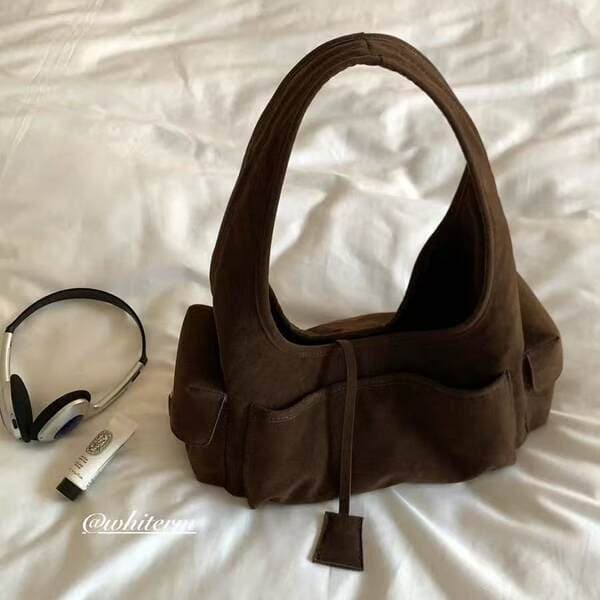 Trending Suede Hobo Bag For Women 2025 New Arrival Luxury Niche High-End Large Capacity Commuter Handbag Shoulder Bag