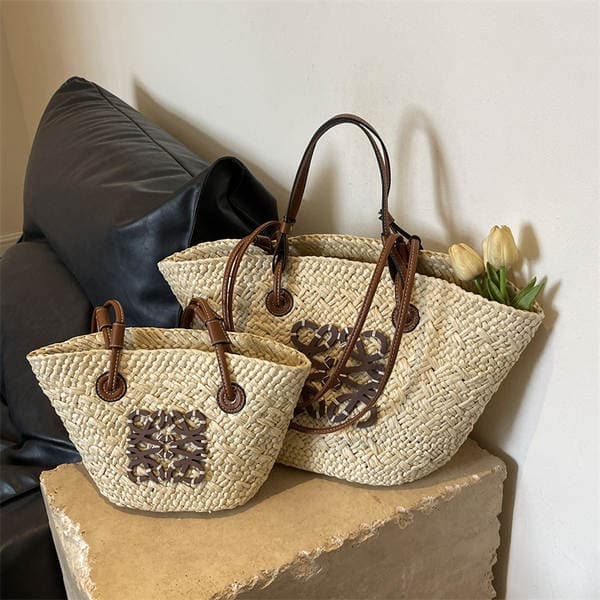 Women's Straw Woven Bag Summer Large Capacity Tote Handbag Beach Vacation Bag Trendy