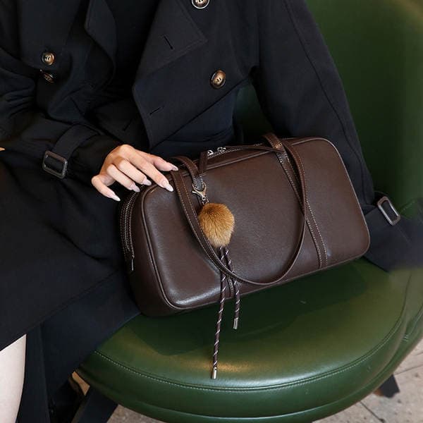 Genuine Leather Women's Handbag 2025 New Fashion Shoulder Bag Luxury Boston Pillow Bag Commuter Versatile Crossbody Bag