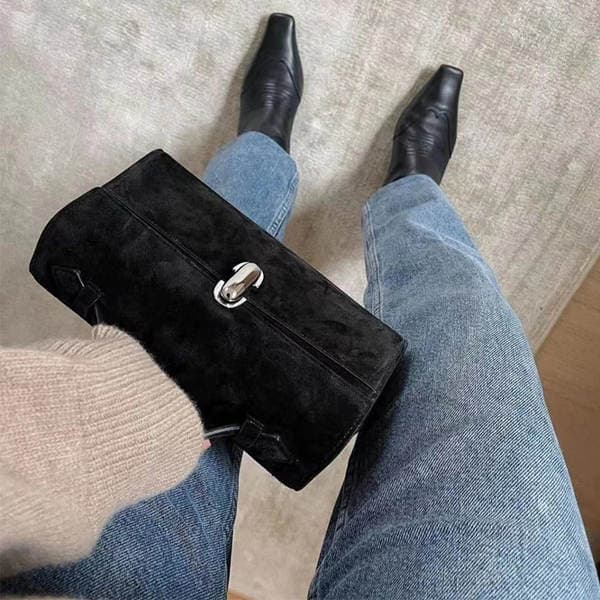 Save French Niche Luxury Women's Bag Suede Matte Flap Small Square Bag Genuine Leather Handbag Vintage