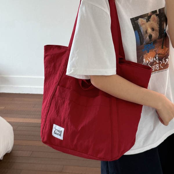 Japanese Style Nylon Lightweight Minimalist Commuter Shoulder Bag Unique Design Large Capacity Canvas Tote Bag For Women