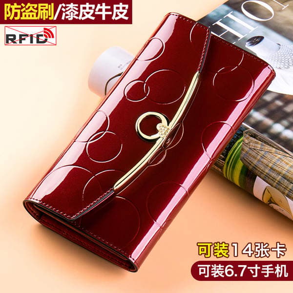 Cross-Border Wholesale Women's Genuine Leather Long Wallet Large Capacity Multifunctional Simple And Elegant Clutch Bag