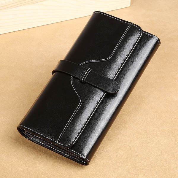 Wholesale Women's Long Genuine Leather Wallet Fashion Tri-Fold Leather Purse Luxury Vintage Coin Purse