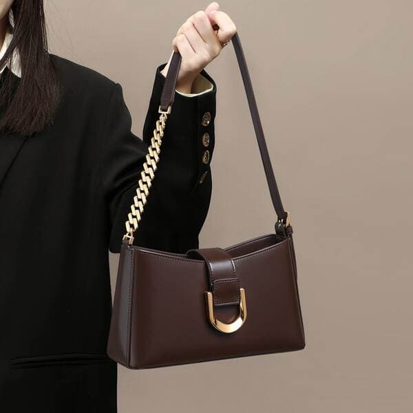 2026 New Summer Genuine Leather Women's Bag Underarm Bag Luxury Simple Crossbody Bag French Shoulder Bag