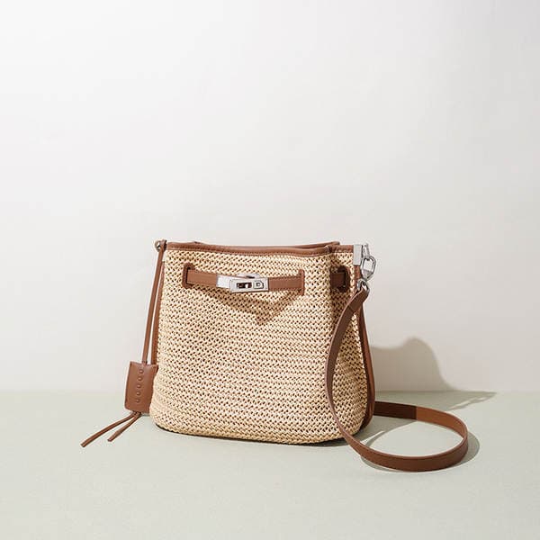 Summer Ins Style Versatile Single Shoulder Bag New Cowhide Woven Handbag Genuine Leather Women's Crossbody Bag For Beach Vacation