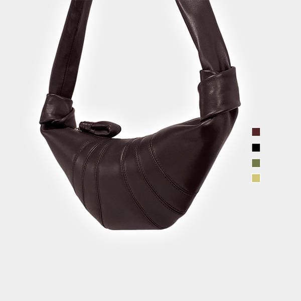 French Top Grain Lambskin Leather Dumpling Bag Croissant Crossbody Bag For Women 2025 New Arrival