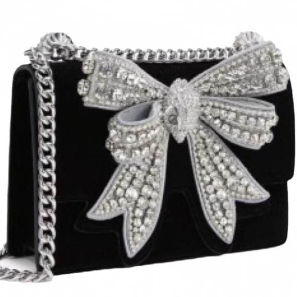 Bow Knot Mini Bag Banquet Fashion Women's Bag Sparkling Sweet Shoulder Crossbody Chain Bag Princess Girl Stylish Handbag