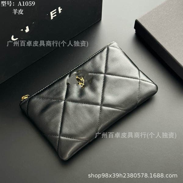 D-Style Large Diamond Quilted Women's Clutch Bag, Lambskin Evening Bag, Genuine Leather Zippered Phone Bag, Envelope Bag