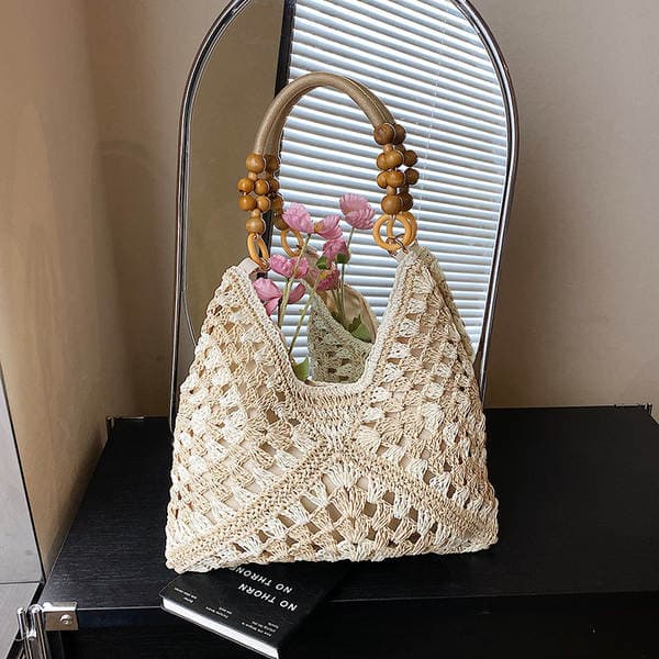 2026 New Summer Straw Woven Bag For Women, Hollow Out Shoulder Tote Bag For Beach Vacation, Woven Market Basket Bag