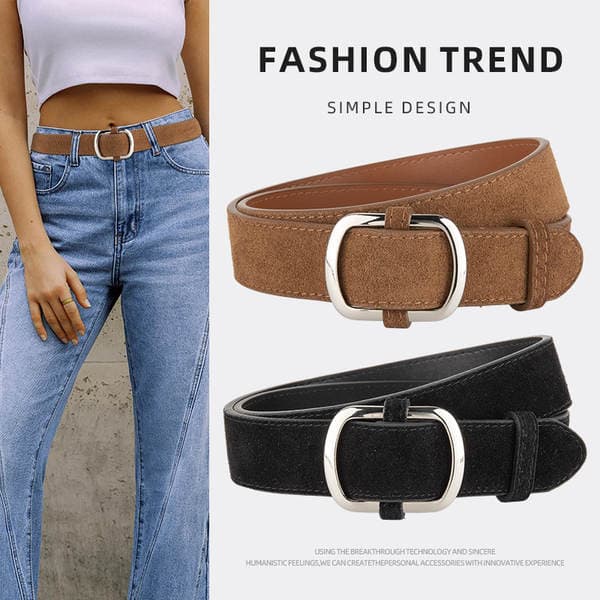 Cross-Border American Retro Matte Genuine Leather Belt For Women, Decorative Suit Fashion High-End Pin Buckle Leather Belt Wholesale