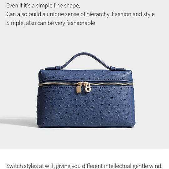 Small Square Box Lunch-Style Genuine Leather Handbag 2025 New Ostrich Grain Makeup Box Fashion Shoulder And Crossbody Bag For Women