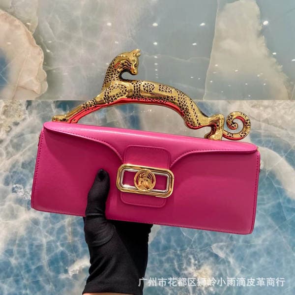 Designer Women's Leopard Print Leather Shoulder Bag, Luxury Party Handbag, High-End Small Square Cat Bag