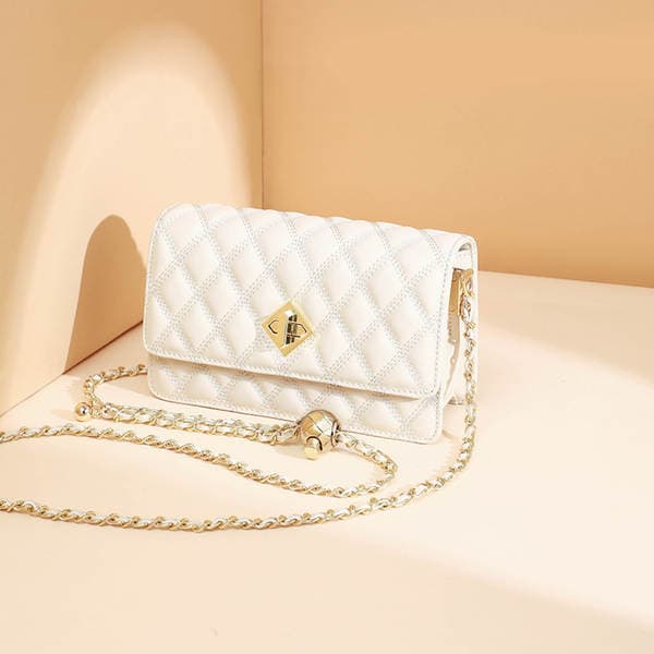 Women's Summer 2026 New Arrival Niche Design Crossbody Bag Genuine Leather Fashion Versatile Chain Square Bag With Gold Ball Detail