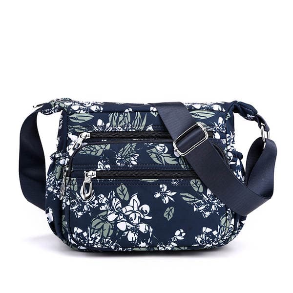 Large Capacity Nylon Shoulder Bag For Middle-Aged Women, Multi-Pocket Commuter Handbag, Lightweight Fashion Printed Casual Crossbody Bag