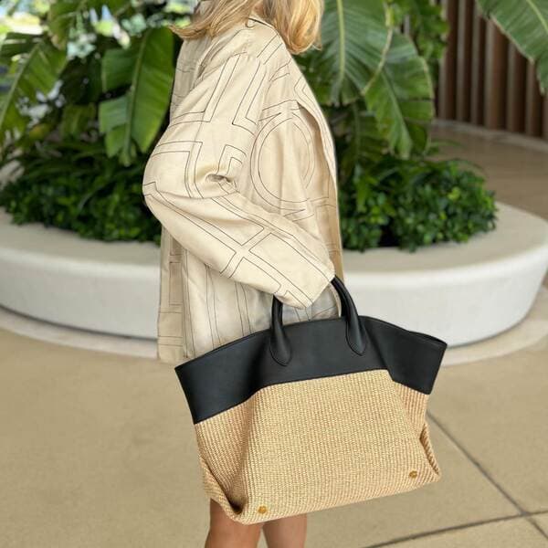 Niche Design French Minimalist Commuter Spliced Straw Tote Bag 2024 New Large Capacity Handbag For Women