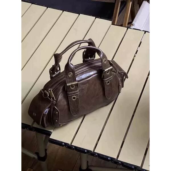 Niche Design Retro Handheld Motorcycle Bag For Women 2024 New Fashion Trendy Brand Bowling Shoulder Crossbody Bag