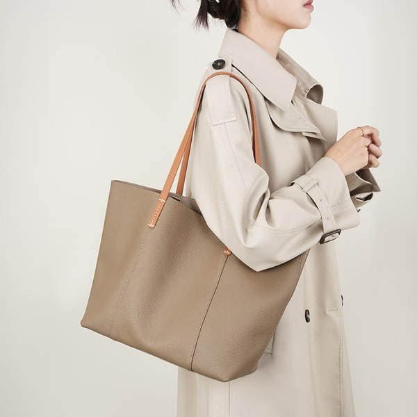 Women's 2026 New Arrival Top Grain Cowhide Handmade Tote Bag, Large Capacity Commuter Handbag & Shoulder Bag