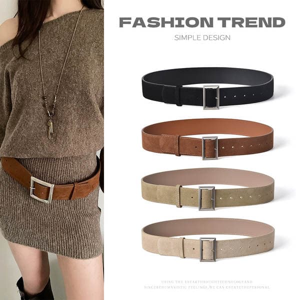 Versatile New Women's Leather Belt Fashion Alloy Wide Waist Belt Genuine Leather Waist Cincher For Coats Retro Decorative Slimming Simple Style