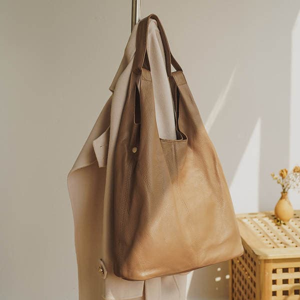 Premium Genuine Top Grain Cowhide Leather Handbag For Women - Large Capacity Casual Tote Bag For Commuting