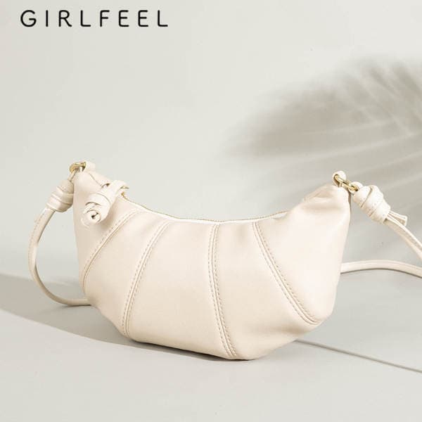 Gefini New Retro Versatile Dumpling Bag Horn Bag Fashion Niche Cowhide Shoulder Crossbody Bag Women's Leather Handbag