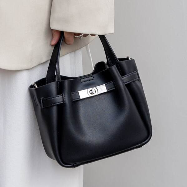 Genuine Leather Niche Design Handheld Basket Bag For Women 2026 New High-End Retro Trendy Crossbody Bucket Bag
