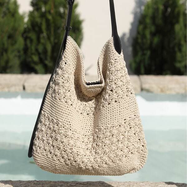 Summer Best-Seller Woven Cotton Tote Bag 2026 New Vacation Knit Shoulder Bag Large Capacity Commuter Tote