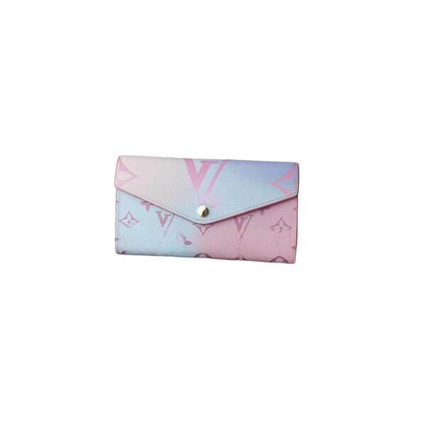 2025 New Gradient Embossed Women's Long Wallet Fashion Envelope Genuine Leather Purse Luxury Card Holder