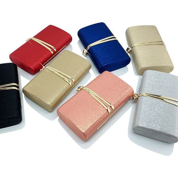 Leather Shimmer Textured Evening Gown Banquet Clutch Crossbody Shoulder Bag For Women