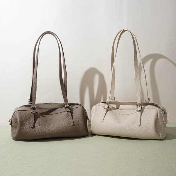 2026 Early Spring Genuine Leather Women's Boston Handbag Vintage Luxury Bowling Bag Versatile Shoulder Bag For Commuting