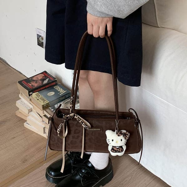 Retro Niche Leopard Print Handbag For Women 2026 New Fashion Shoulder Underarm Bag Luxury Baguette Handle Bag For Commuting