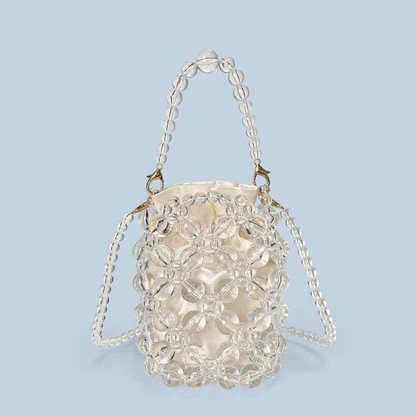 New Transparent Irregular Hand-Woven Acrylic Crystal Beaded Banquet Phone Bag Crossbody Bucket Mini Bag