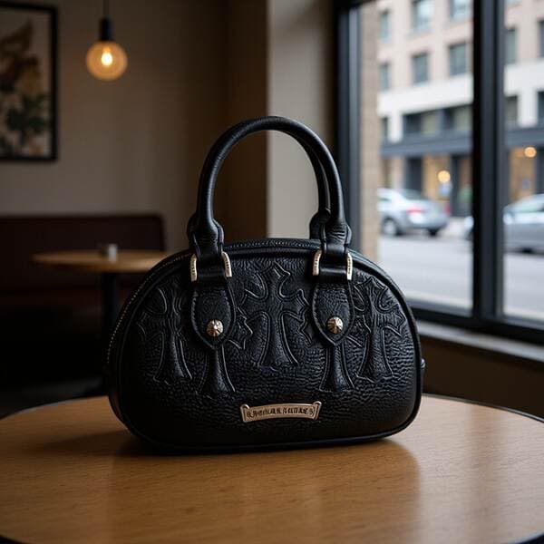 Genuine Leather Chrome Hearts Style Women's Handbag New Commuter Versatile Bowling Bag Crossbody Shoulder Bag Niche Design