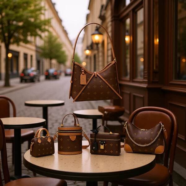 Cross-Border Classic Monogram Women's Bag Top Grain Cowhide European & American Retro Crossbody Shoulder Handbag Baguette Style