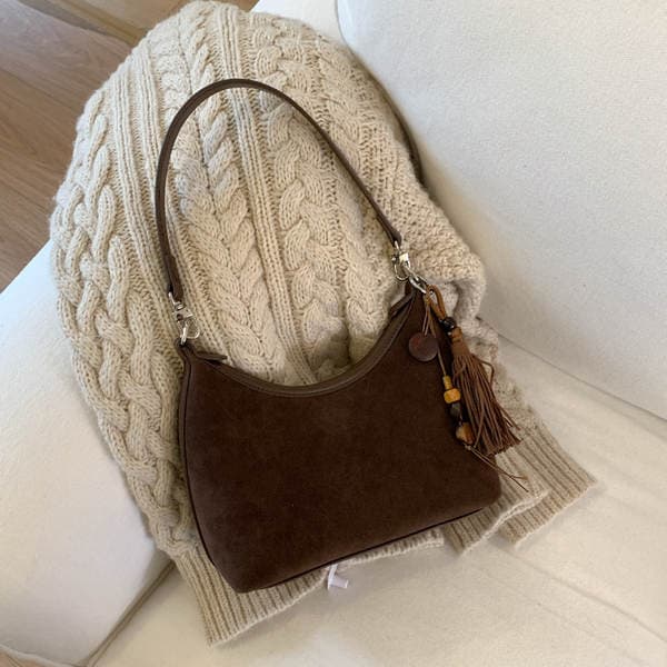 Retro Large Capacity Underarm Bag For Women 2025 Autumn/Winter New Suede Bucket Bag Simple Fashion Shoulder Bag