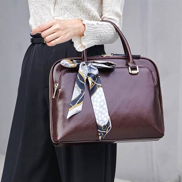 New Top Grain Cowhide Leather Women's Handbag, Fits 13-14 Inch Laptop Bag, Shoulder Crossbody Briefcase