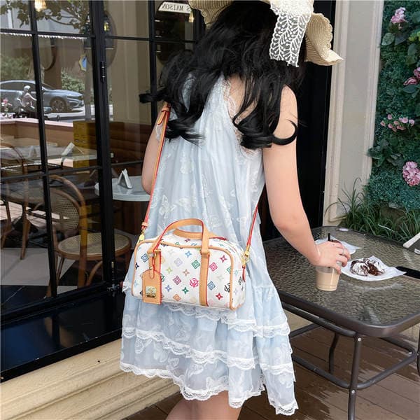 Cross-Border New Women's Bag Simple Versatile Boston Bag Monogram Crossbody Bag Large Capacity Fashion Shoulder Bag